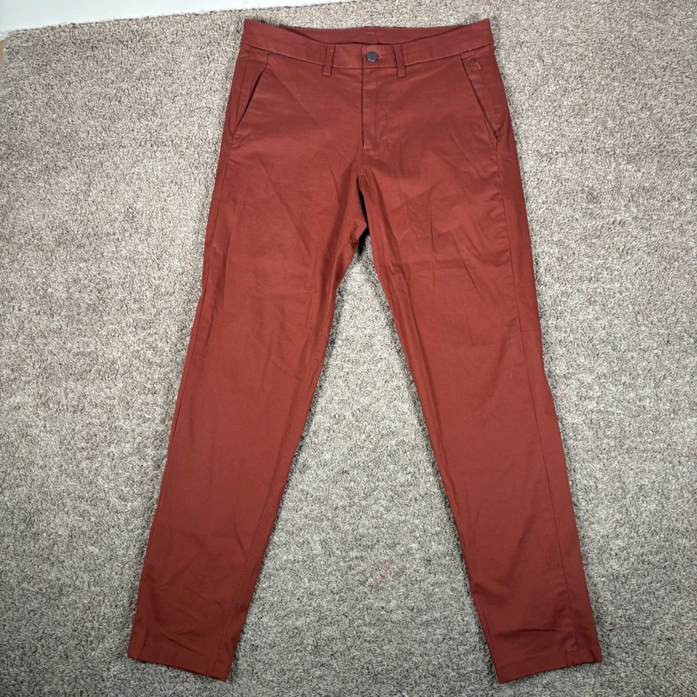 Lululemon‎ Commission Slim Fit Pant 31 (Fits 32) Rust Red Warpstreme Chino Mens